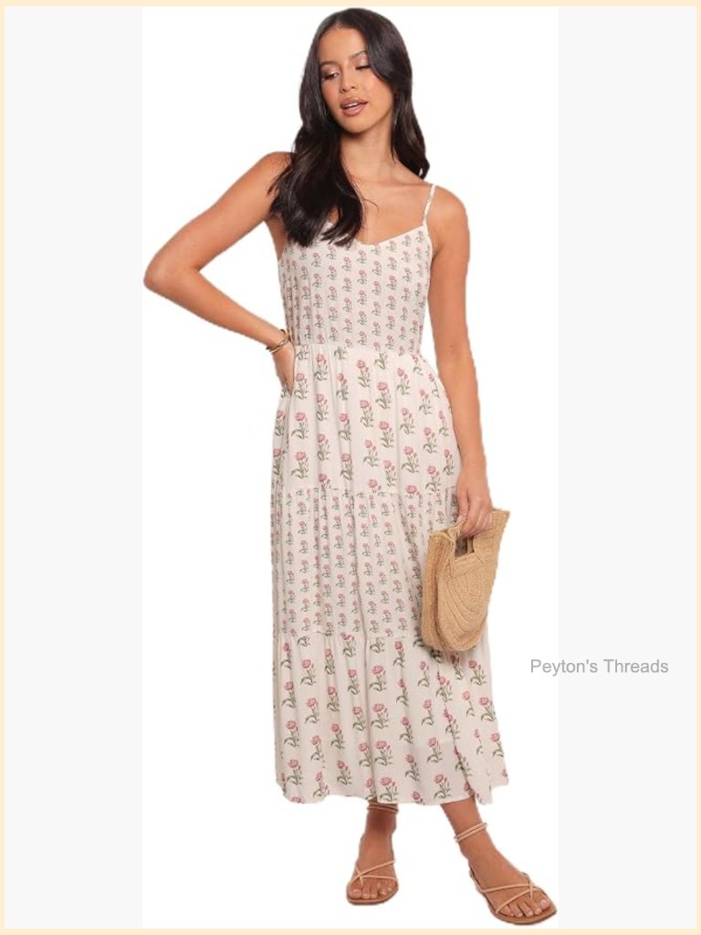 Midi Dress Back Shirred Panel Functional Pockets V-Neck A-Line
